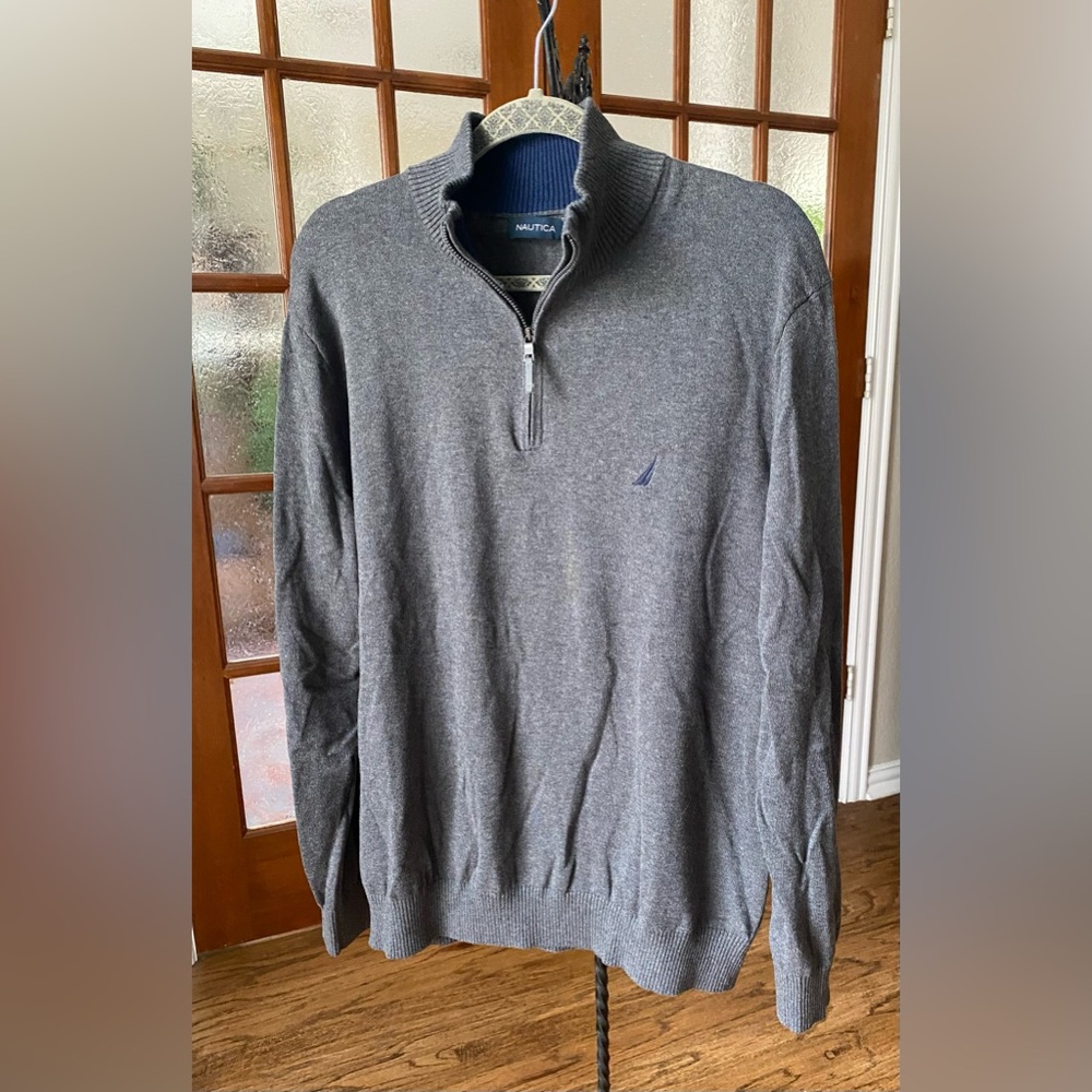 MEN’S NWT NAUTICA GREY QUARTER ZIP SWEATER